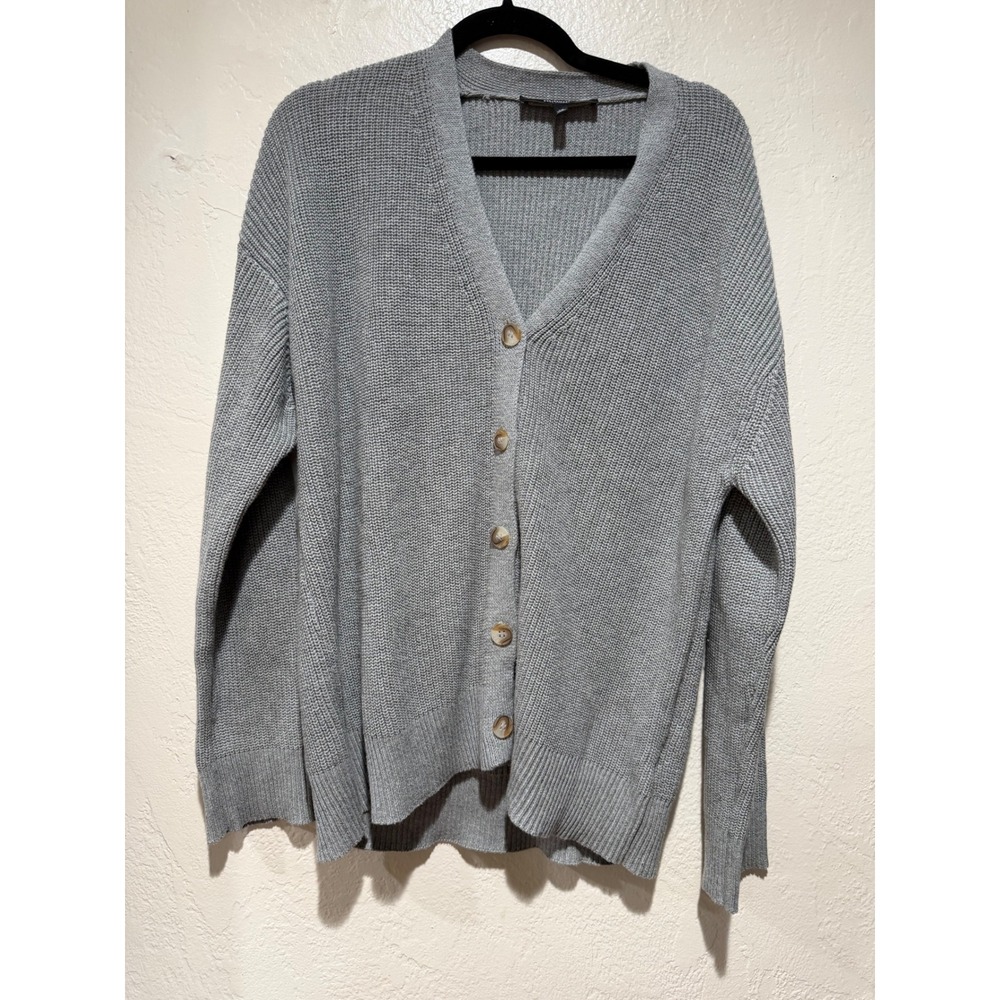 Hudson Los Angeles Womens Grey 100% Cotton V-Neck Button Cardigan Sweaterβ L